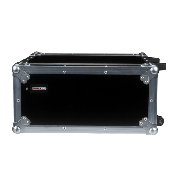 ATA WOOD FLIGHT RACK CASE; 4U; 17" DEEP; W/ PULL HANDLE & WHEELS